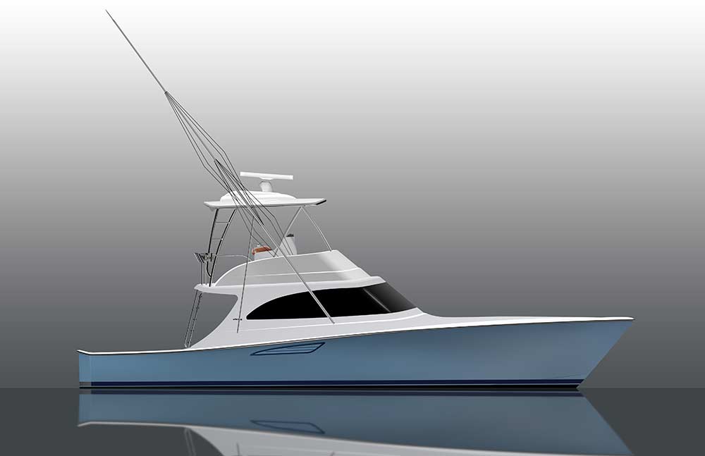 a digital rendering of viking yachts 46 billfish