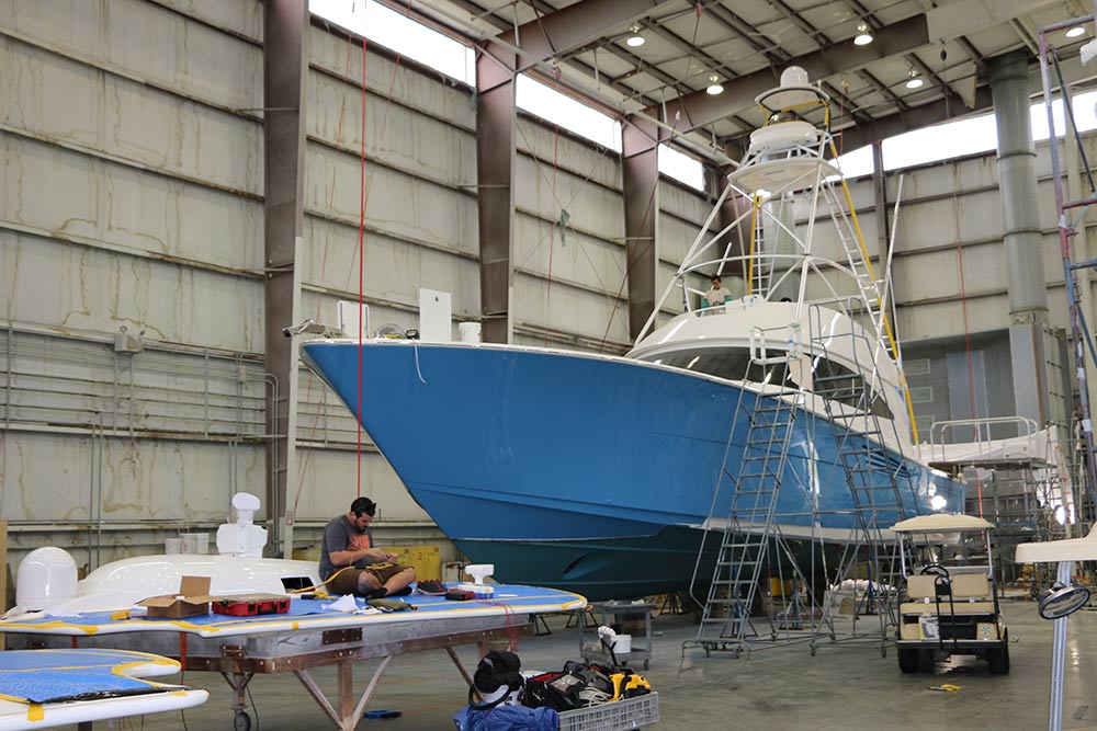 viking yachts factory boat hull assembly