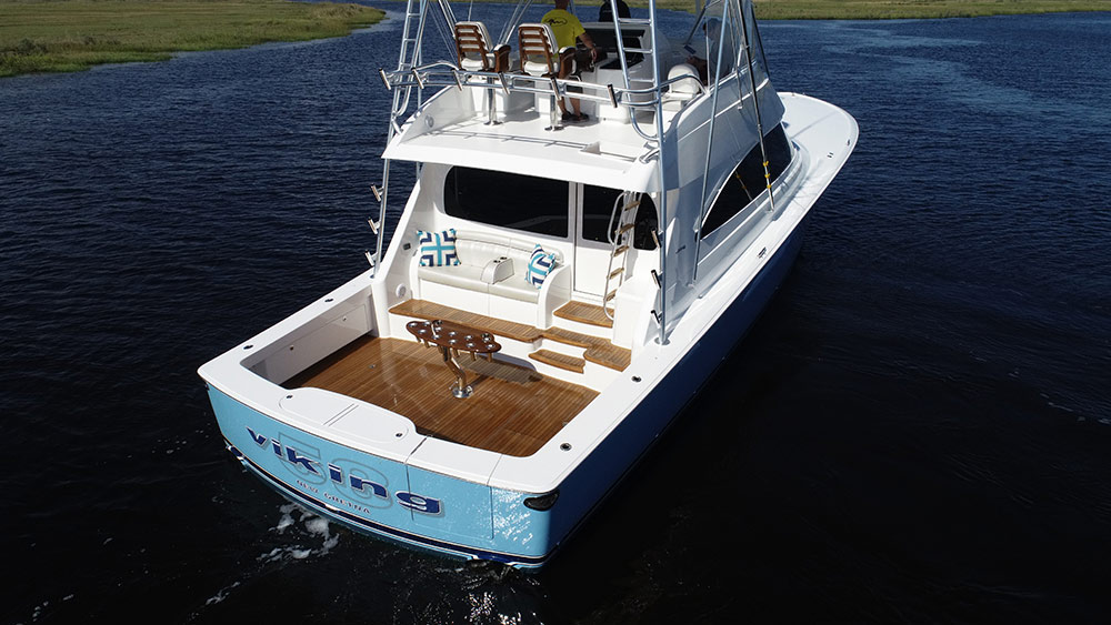 rear view of viking yacht company's new 58 sport fisher