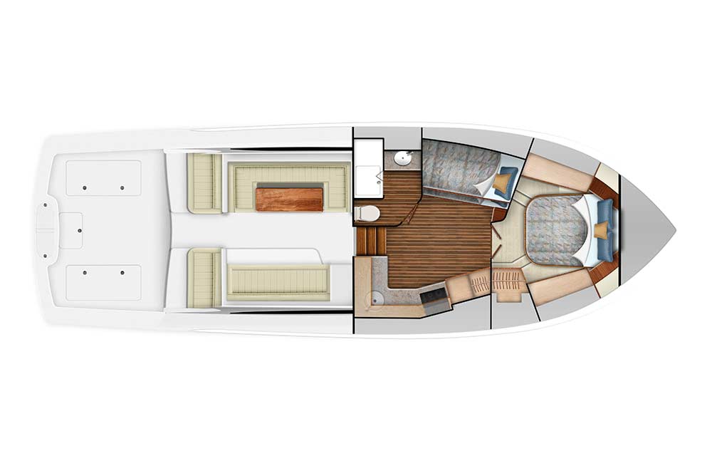 digital rendering of viking yachts 46 billfish interior salon