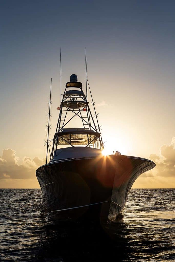 spencer yachts 74 on the water at sunset