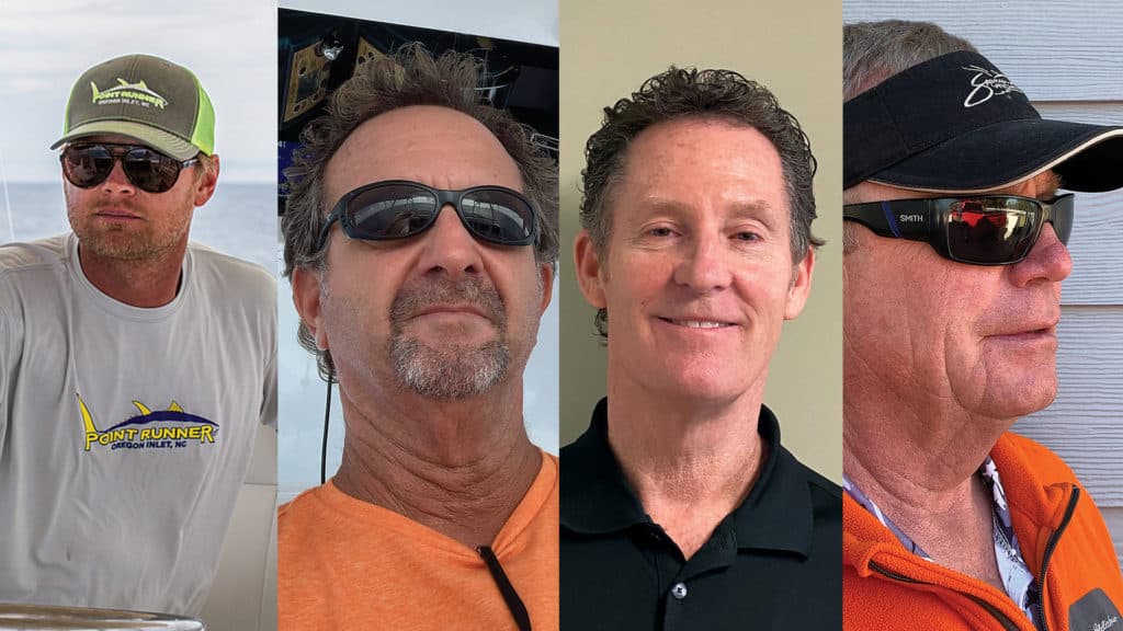 A collage of four sport fishing captains.