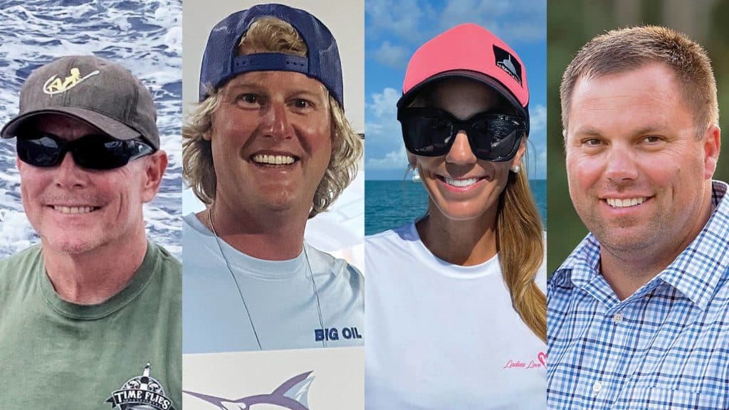 A collage of four sport-fishers.