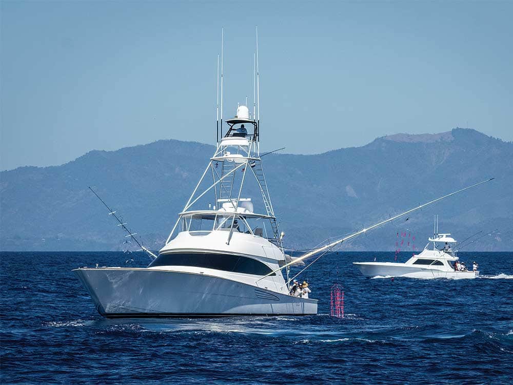 two sport fishing boats on the water