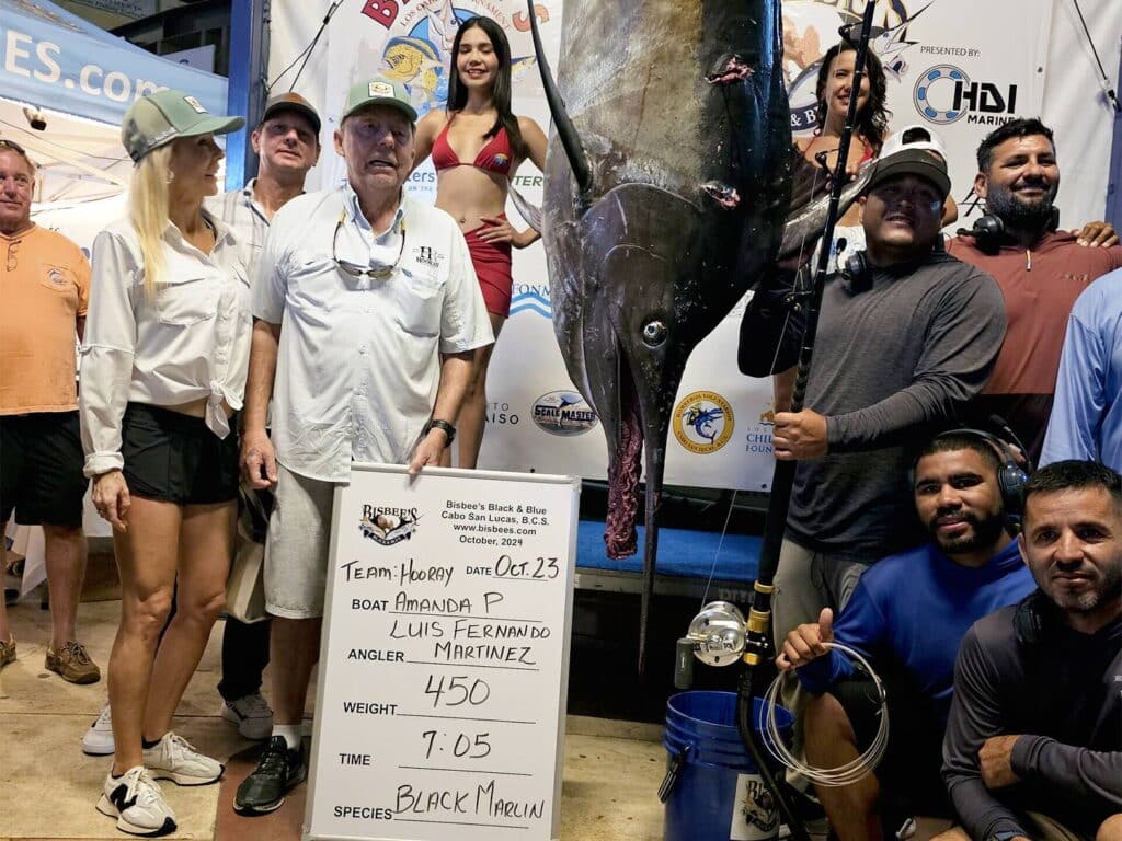 A sport-fishing team at the 2024 Bisbees Black & Blue