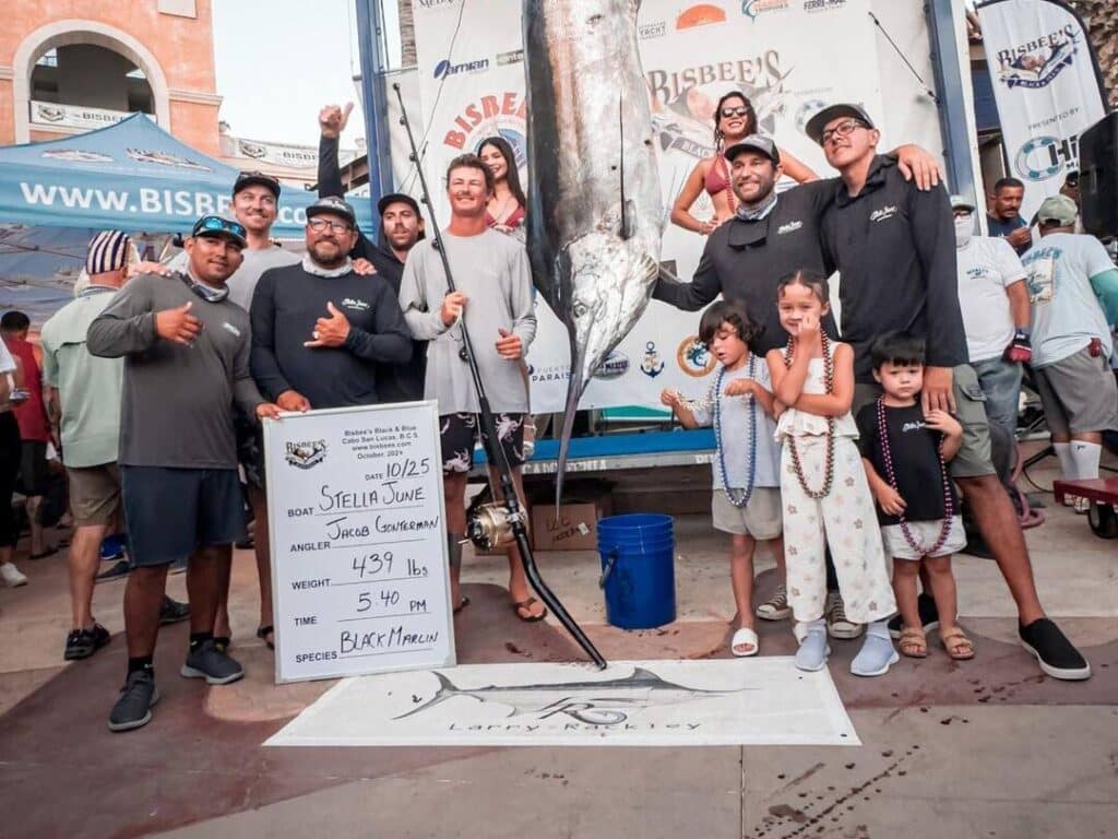 A sport-fishing team at the 2024 Bisbees Black & Blue