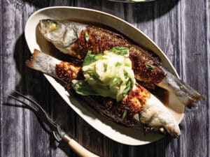 Tamarind Glazed Sea Bass With Green Papaya and Herbs