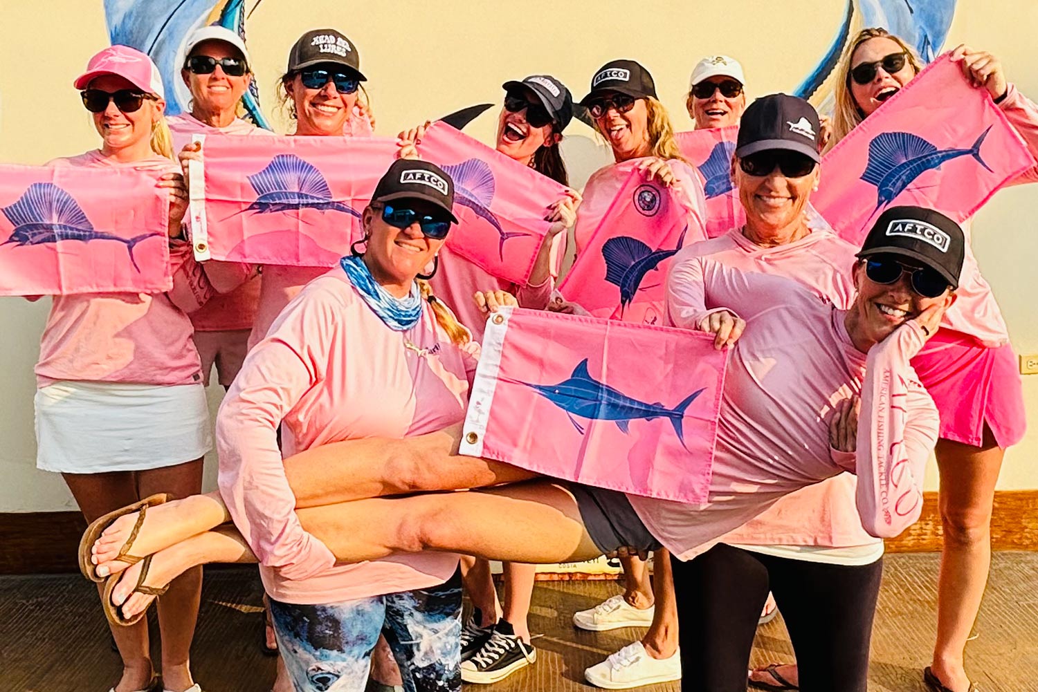 Marlin Ladies-Only Guatemala team celebrating after a day fishing.